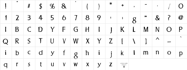 LHF Stevens Percepta Medium Regular  glyph index