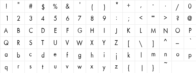 FuturaCnd-Norma Regular  glyph index