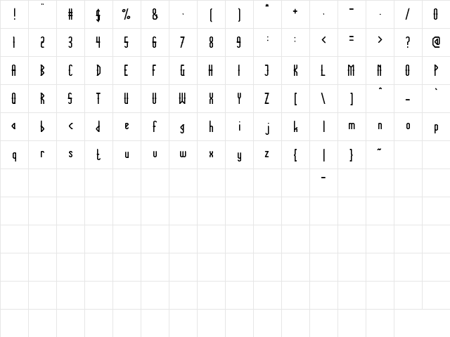 THE INNOCENT ARMY Regular  glyph index