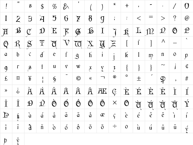 Cardinal Alternate Regular  glyph index