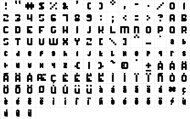 wttm#01 Regular  glyph index