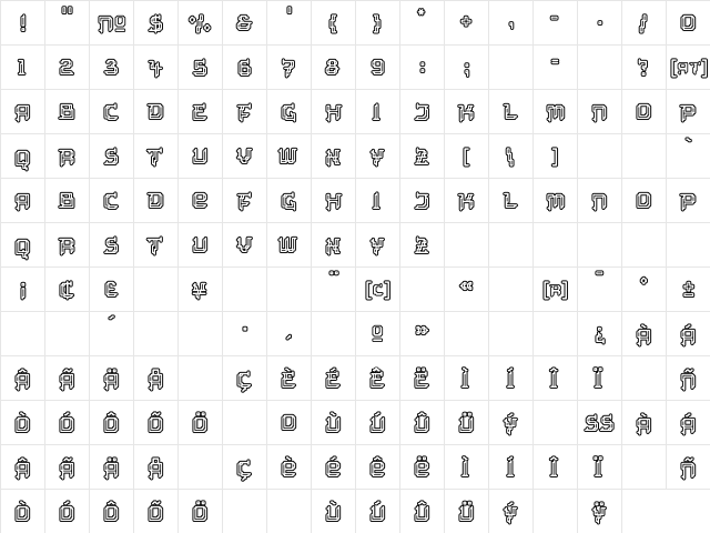 Tipi Electric Display  glyph index