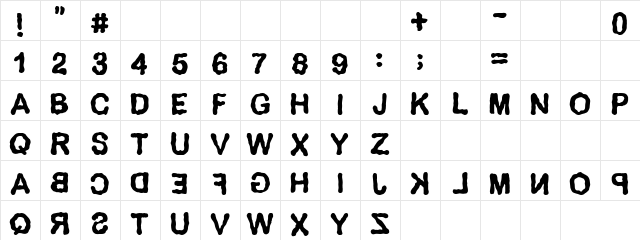 Squint Eyes Regular  glyph index