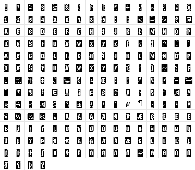 a_MeccanoCmNtSt Regular  glyph index