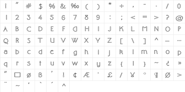 Middleton-Light HW Regular  glyph index