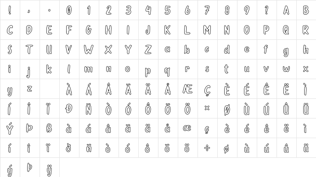 Oleander Cakes Outline Regular  glyph index