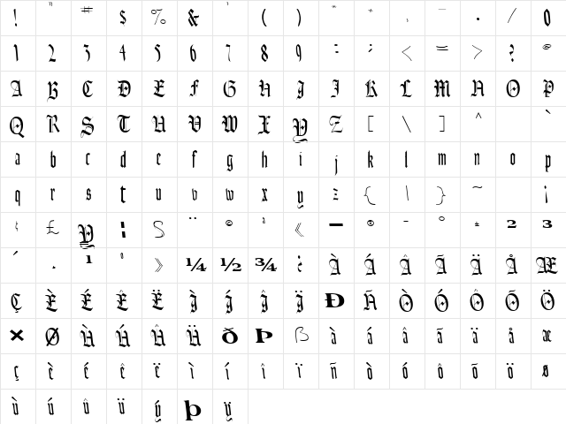 AinsworthSSK Regular  glyph index