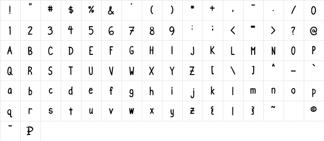 Milk Run Regular  glyph index