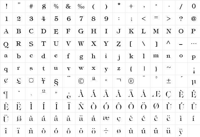 SophisticateLightSSK Regular  glyph index