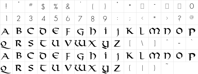 Crownler Regular  glyph index