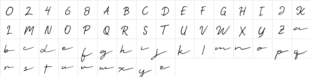 Talesian Signature Regular  glyph index