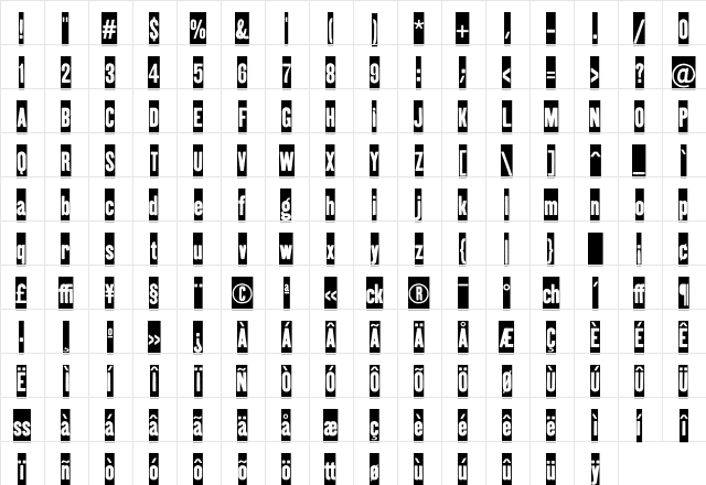 Kipp No2  glyph index