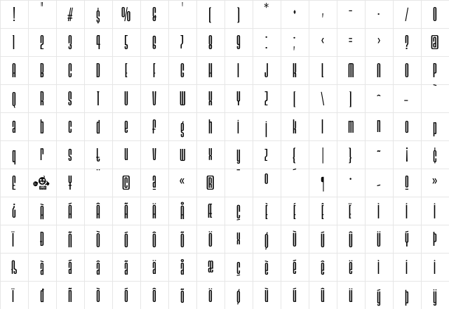 Ainsdale Medium  glyph index