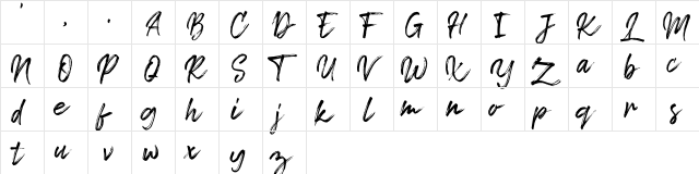 Tropical Summer Brush Regular  glyph index