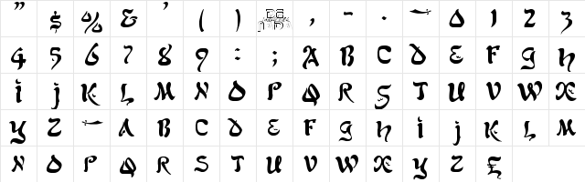 AlfredDrake Medium  glyph index
