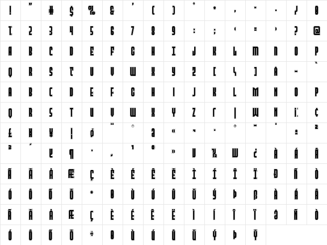 Peace & Houston Academy Regular  glyph index