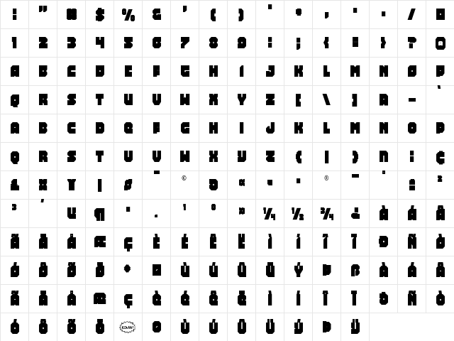 Turtle Mode Condensed Condensed  glyph index