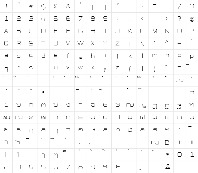 NP Naipol All in One Regular  glyph index