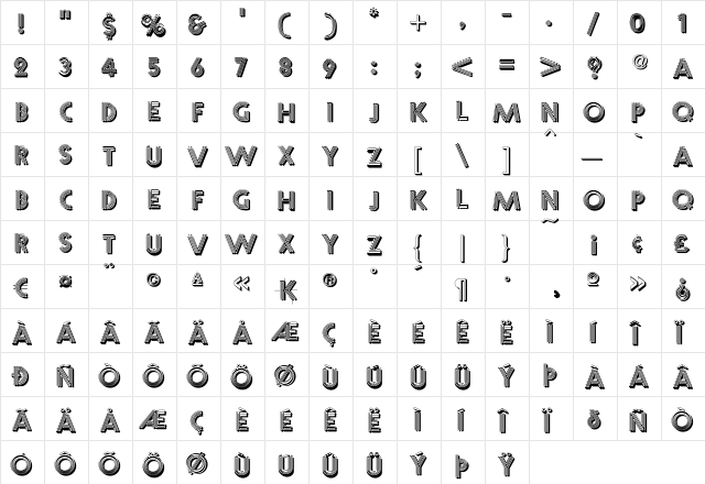 Multistrokes Regular  glyph index