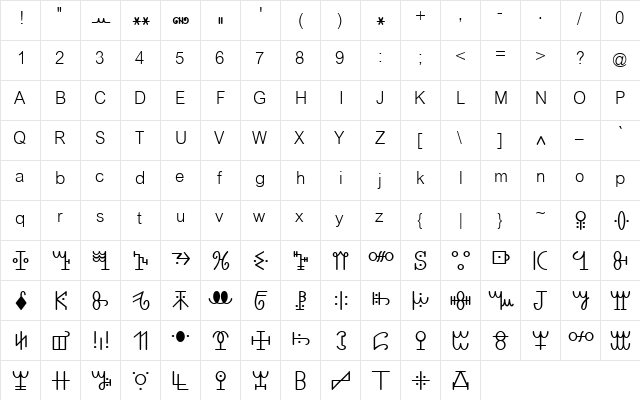 JG Vai B Regular  glyph index