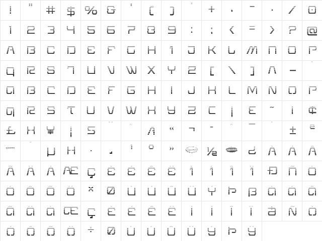 Miracle Mercury Gradient Regular  glyph index
