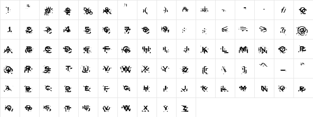 Crash Regular  glyph index