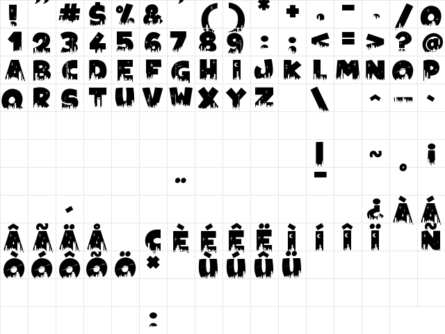 Megapoliscape Regular  glyph index