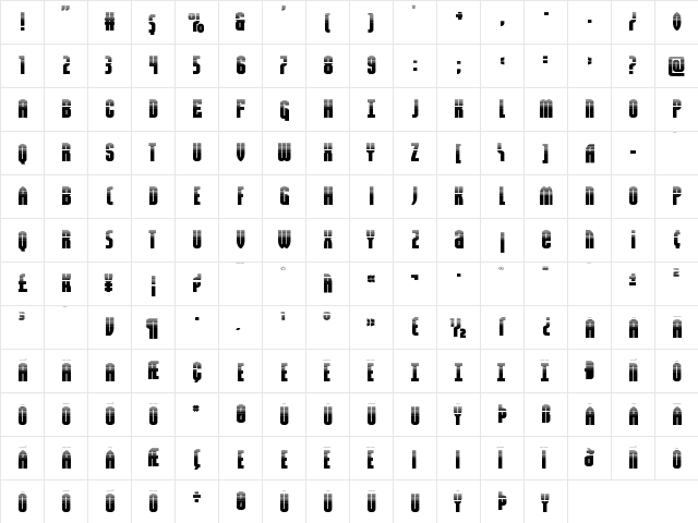 Valiant Times Halftone Regular  glyph index