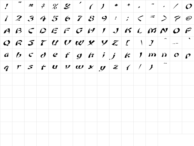 Low Rider 3 Italic  glyph index