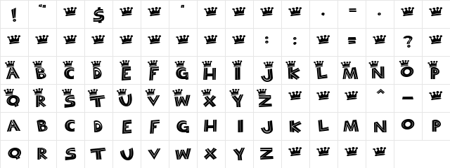 Middem Regular  glyph index