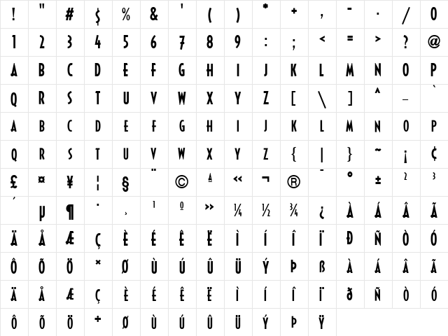DecoturaICG Medium  glyph index