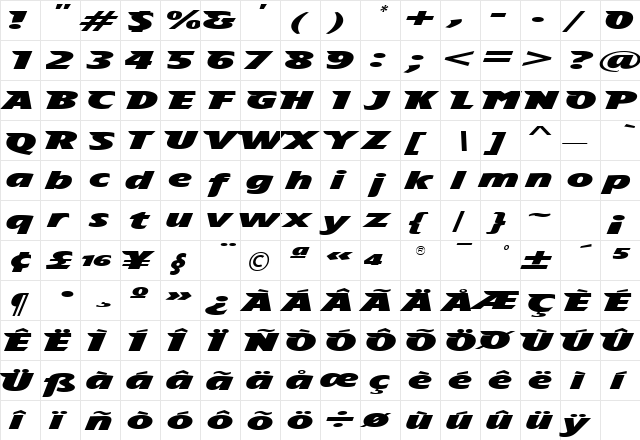 tsp tafh 1 Regular  glyph index