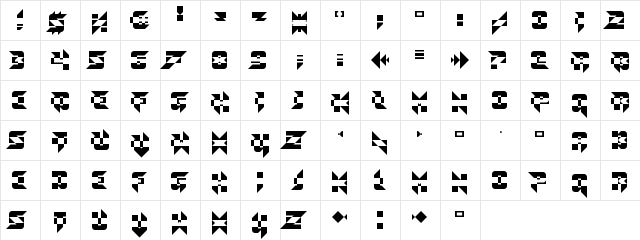 Toe the Line Regular  glyph index