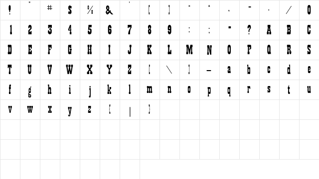 TumbleweedExpandedSSK Regular  glyph index