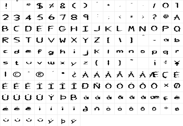 FZ WACKY 62 EX Normal  glyph index