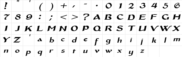 MiddleAgesExtended Italic  glyph index