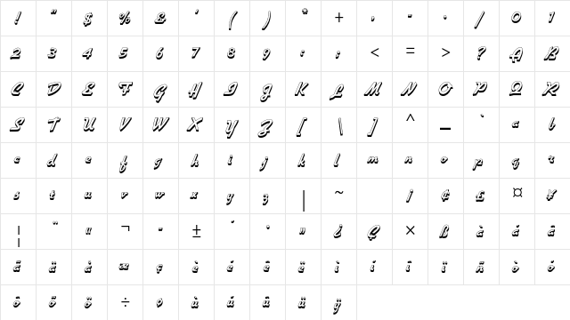 Gillies Gothic ExBd Shaded Std Regular  glyph index