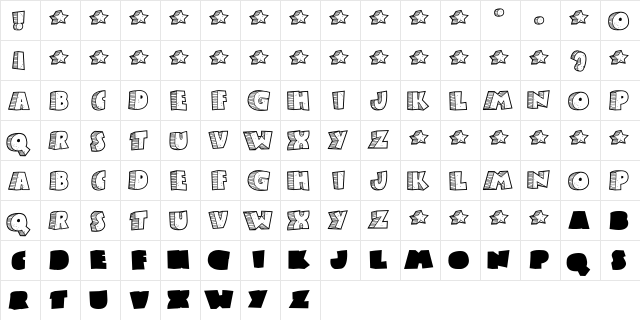 Stoney Billy Regular  glyph index