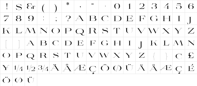 AvianoDidone Regular  glyph index