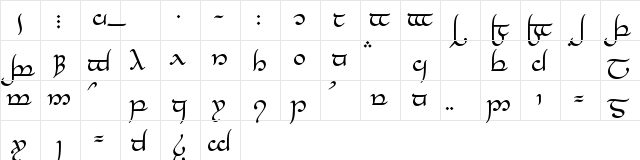 Tengwar-Elesil Medium  glyph index