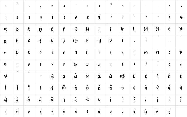 Halloween Day Regular  glyph index