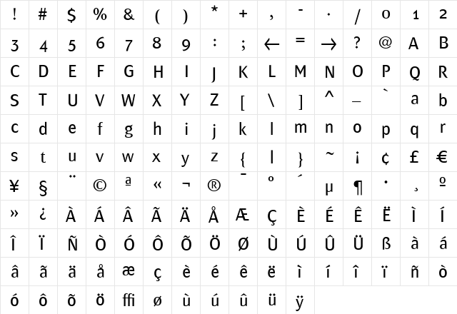 MondialPlus Light Regular  glyph index
