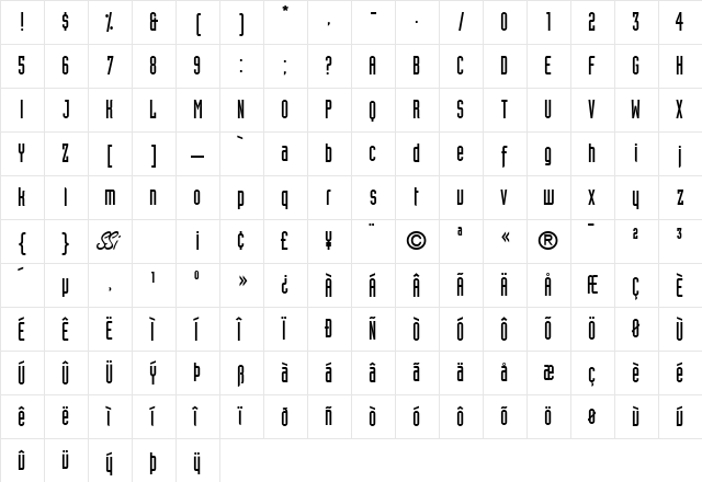 Assembly SSi Regular  glyph index