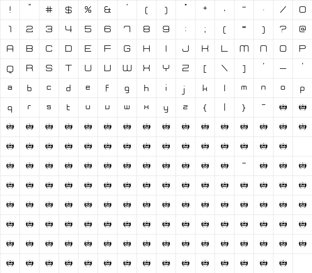 Shepherdy Regular  glyph index