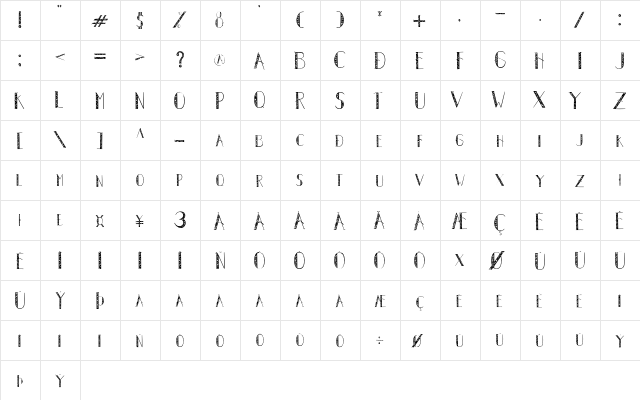Autumn Leaves Regular  glyph index