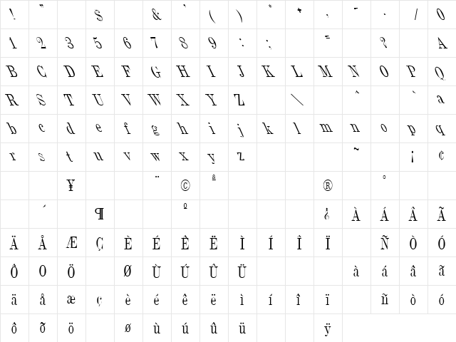 Toys In The Attic 3 Regular  glyph index