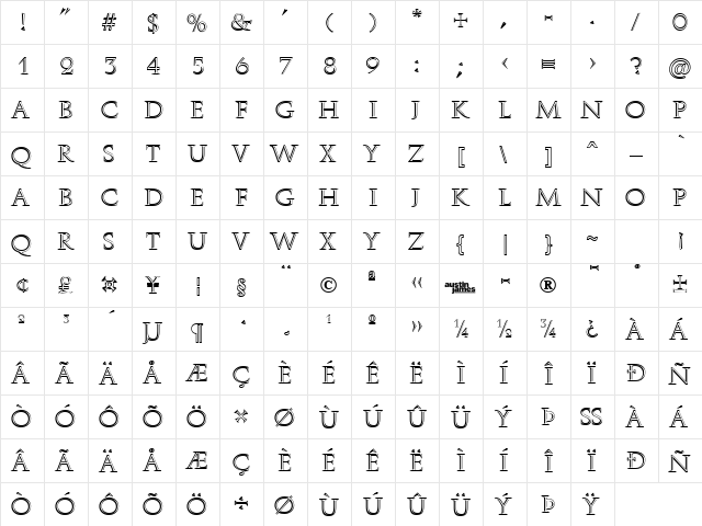 Roman Stonecut Regular  glyph index