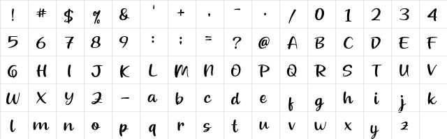 Beloved Teacher Regular  glyph index