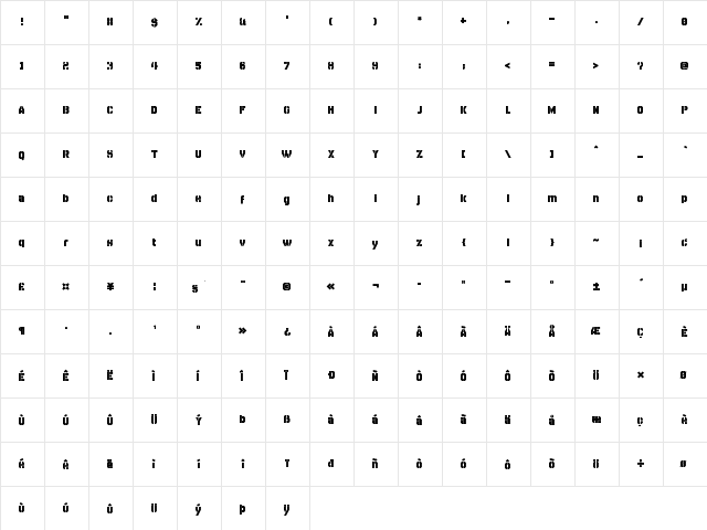 Disparador Stencil Regular  glyph index