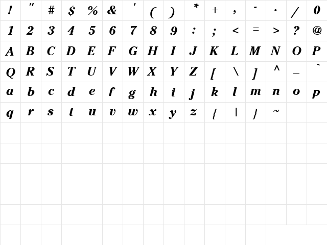 Take It 2 Regular  glyph index